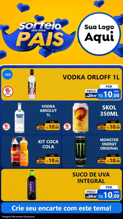 Modelo de TV para TV Vertical com o tema Sorteio Dia dos Pais para Distribuidora de bebidas