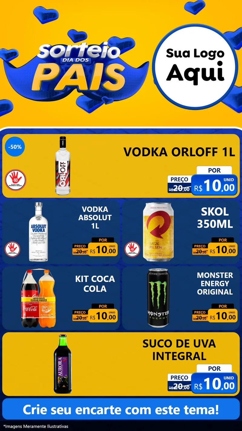 Modelo de TV para TV Vertical com o tema Sorteio Dia dos Pais para Distribuidora de bebidas