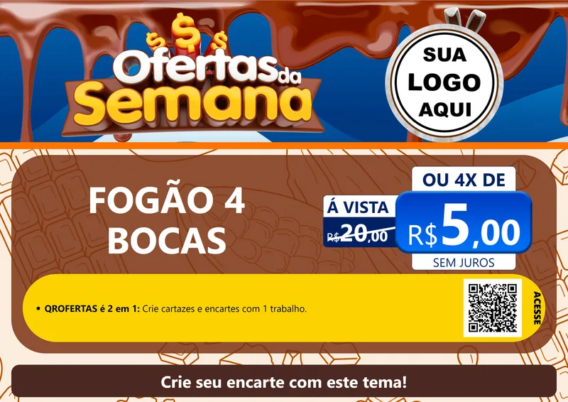 Modelo de Cartaz para Cartaz A4 Horizontal com o tema Ofertas da Semana - Páscoa para Móveis e Eletro