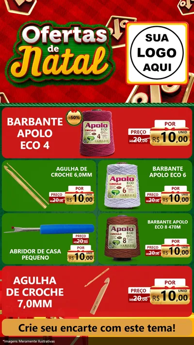 Modelo de TV para TV Vertical com o tema Ofertas de Natal para Armarinho e Aviamentos