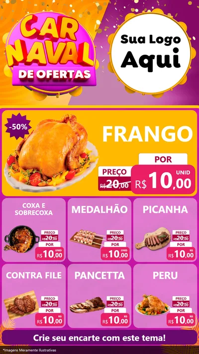 Modelo de Rede Social para Stories com o tema Carnaval de Ofertas para Assados
