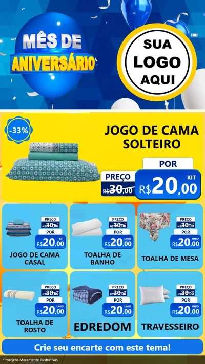 Modelo de Rede Social para Stories com o tema Mês de Aniversário para Cama, Mesa e Banho