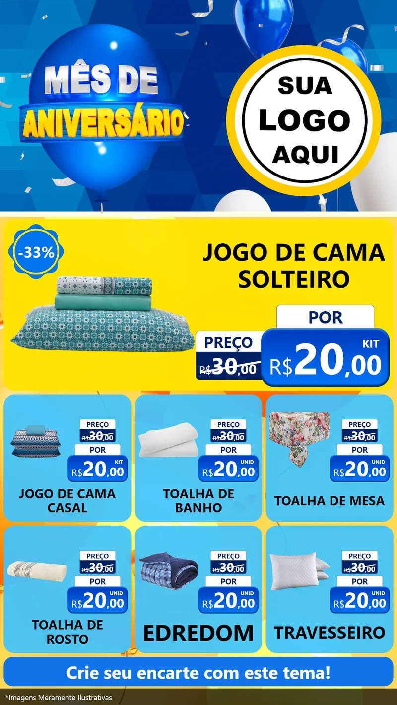 Modelo de Rede Social para Stories com o tema Mês de Aniversário para Cama, Mesa e Banho