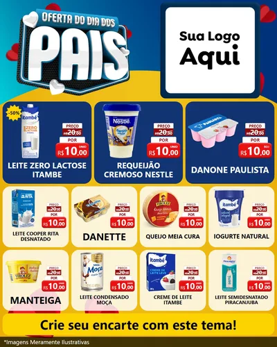 Modelo de Rede Social para Feed Instagram com o tema Oferta Do Dia Dos Pais para Frios e Laticínios