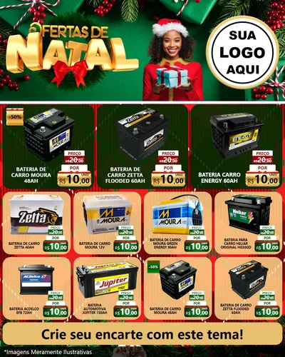 Modelo de Rede Social para Feed Instagram com o tema Ofertas de Natal para Baterias Elétricas