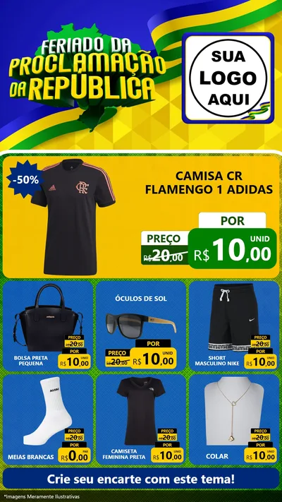 Modelo de Rede Social para Stories com o tema Feriado da Proclamação da República para Roupas e acessórios