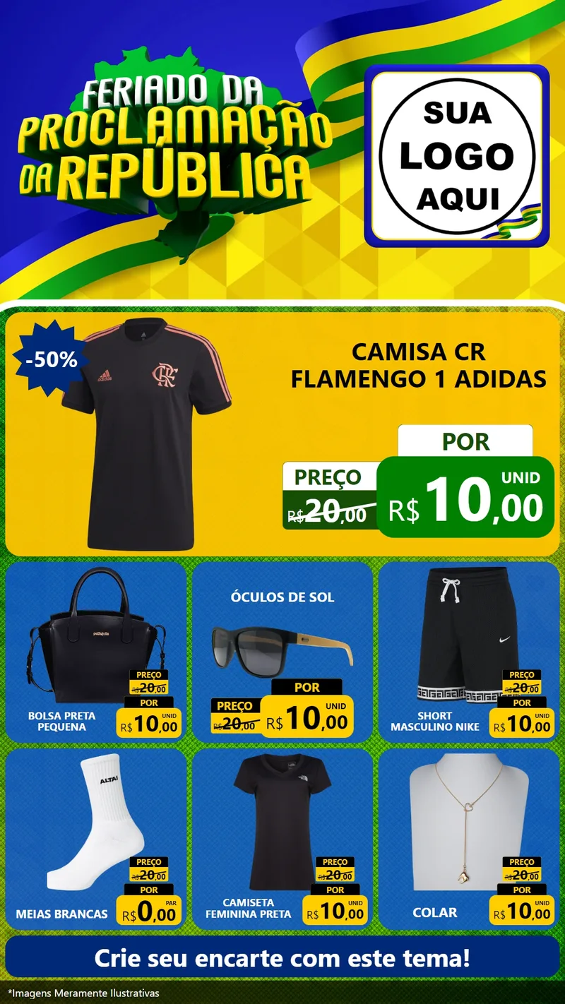 Modelo de Rede Social para Stories com o tema Feriado da Proclamação da República para Roupas e acessórios