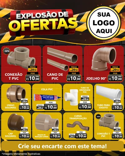Modelo de Rede Social para Feed Instagram com o tema Explosão de Ofertas para Tubos e conexões