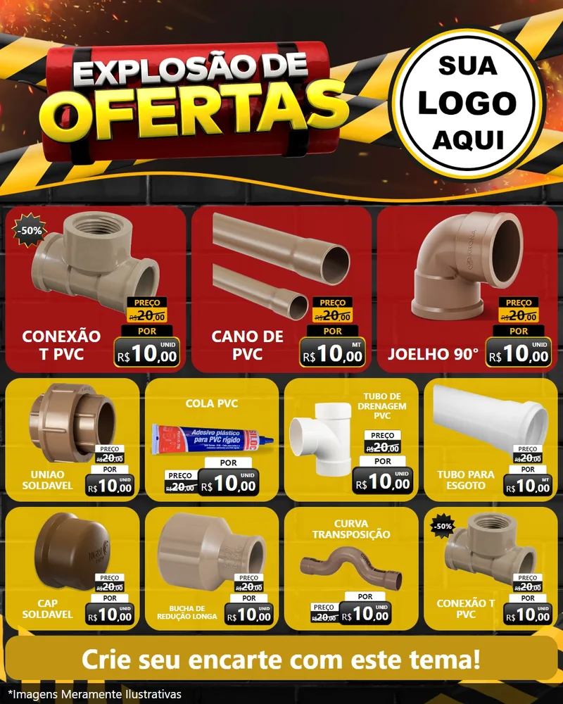 Modelo de Rede Social para Feed Instagram com o tema Explosão de Ofertas para Tubos e conexões