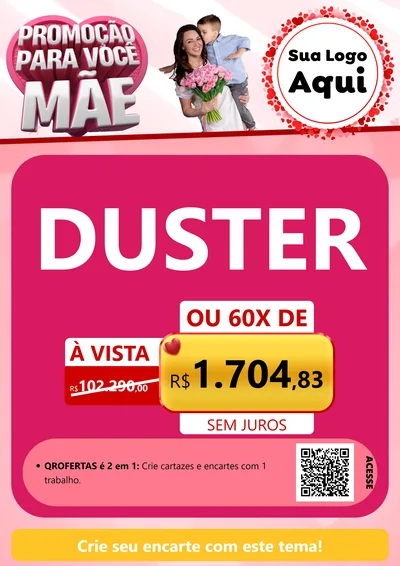 Modelo de Cartaz para Cartaz A4 Vertical com o tema Promoção Para Você Mãe para Concessionaria de Carros