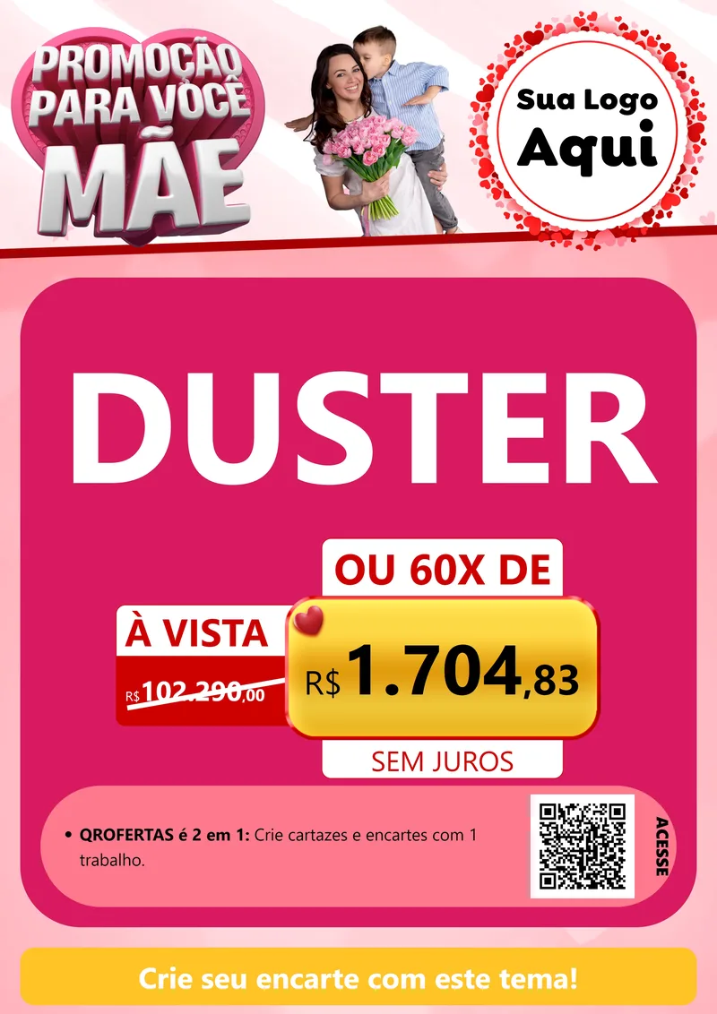 Modelo de Cartaz para Cartaz A4 Vertical com o tema Promoção Para Você Mãe para Concessionaria de Carros