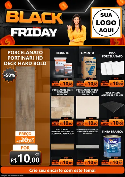 Modelo de Encarte para Encarte A4 Vertical com o tema Black Friday para Pisos e revestimentos