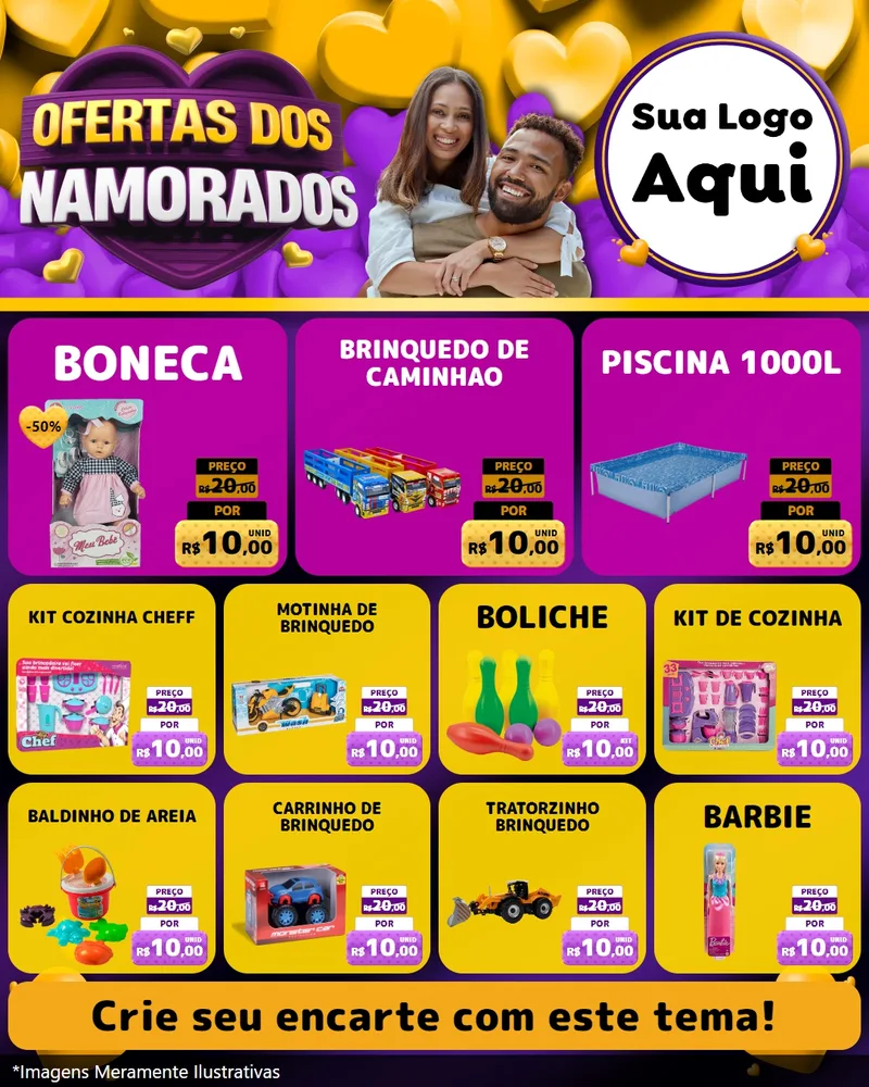 Modelo de Rede Social para Feed Instagram com o tema Oferta Dos Namorados para Brinquedos