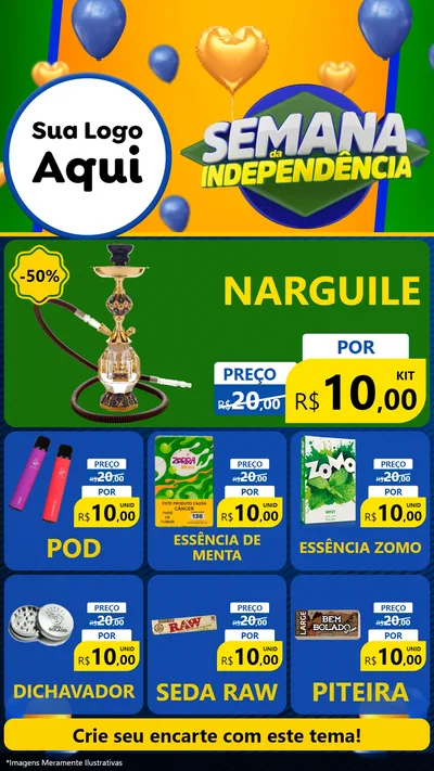 Modelo de Rede Social para Stories com o tema Semana da Independência para Tabacaria