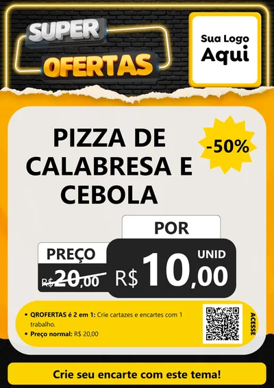 Modelo de Cartaz para Cartaz A4 Vertical com o tema Super Ofertas para Pizzaria
