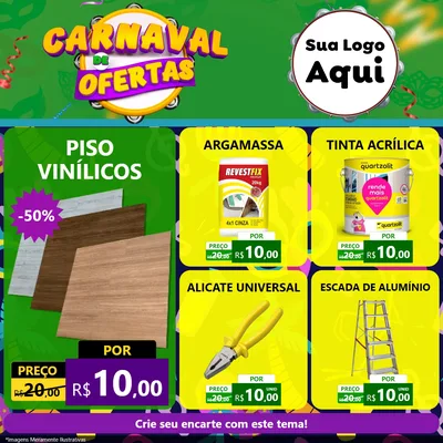 Modelo de Rede Social para Feed Facebook com o tema Carnaval de Ofertas para Material para Construção