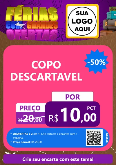 Modelo de Cartaz para Cartaz A4 Vertical com o tema Férias com Grandes Ofertas para Embalagens