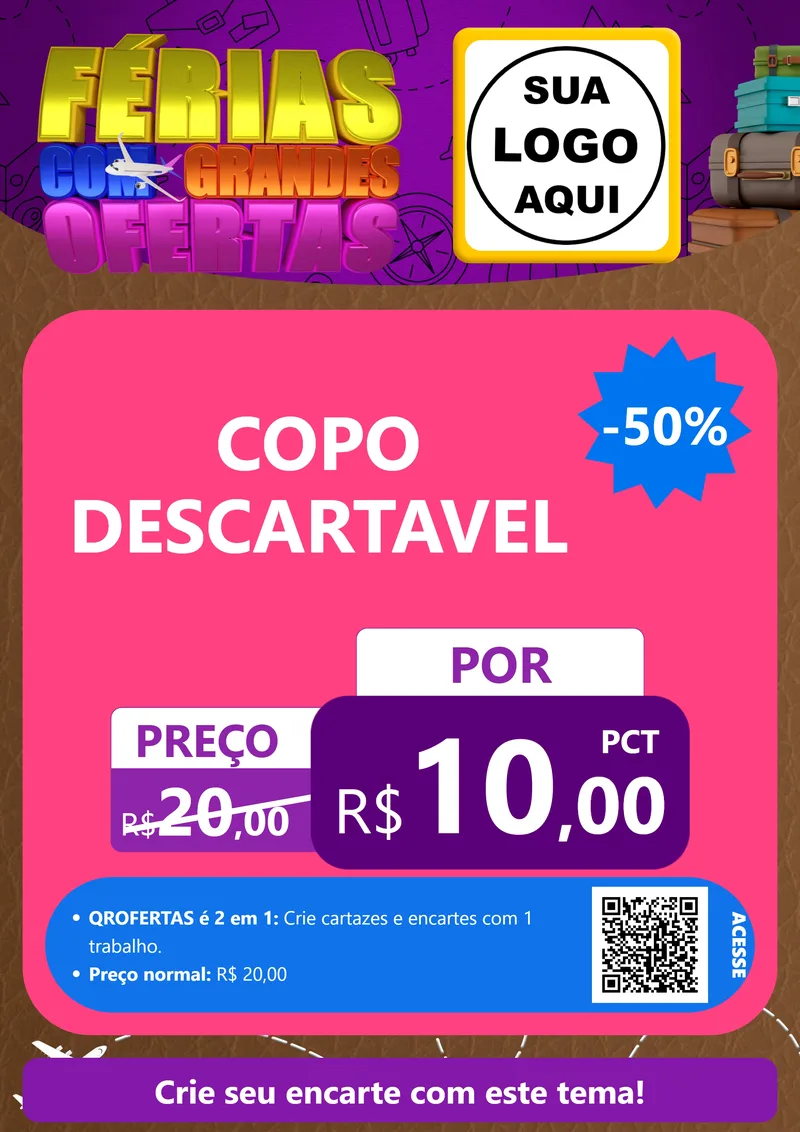 Modelo de Cartaz para Cartaz A4 Vertical com o tema Férias com Grandes Ofertas para Embalagens