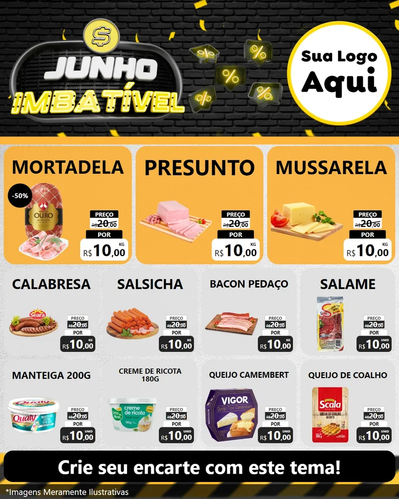 Modelo de Rede Social para Feed Instagram com o tema Junho Imbatível para Frios e Laticínios