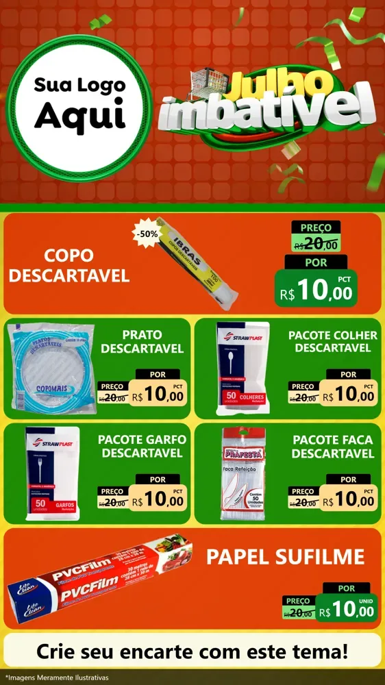 Modelo de TV para TV Vertical com o tema Julho Imbatível para Embalagens