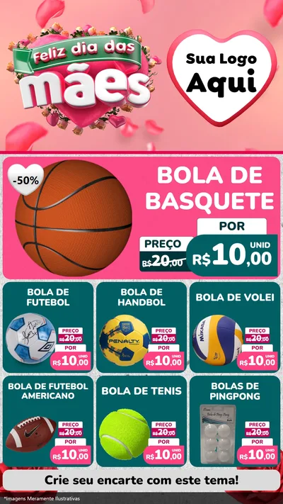 Modelo de Rede Social para Stories com o tema Feliz Dia das Mães para Artigos Esportivos