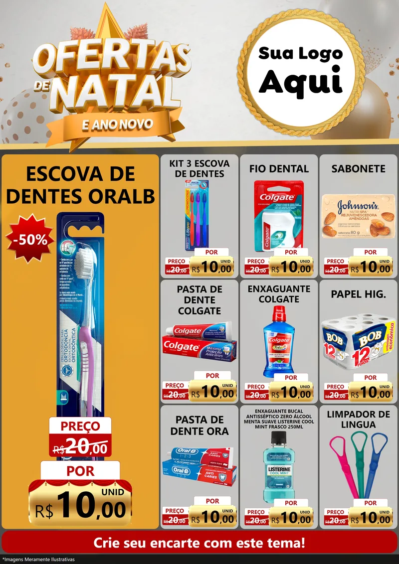 Modelo de Encarte para Encarte A4 Vertical com o tema Ofertas De Natal E Ano Novo para Higiene Pessoal