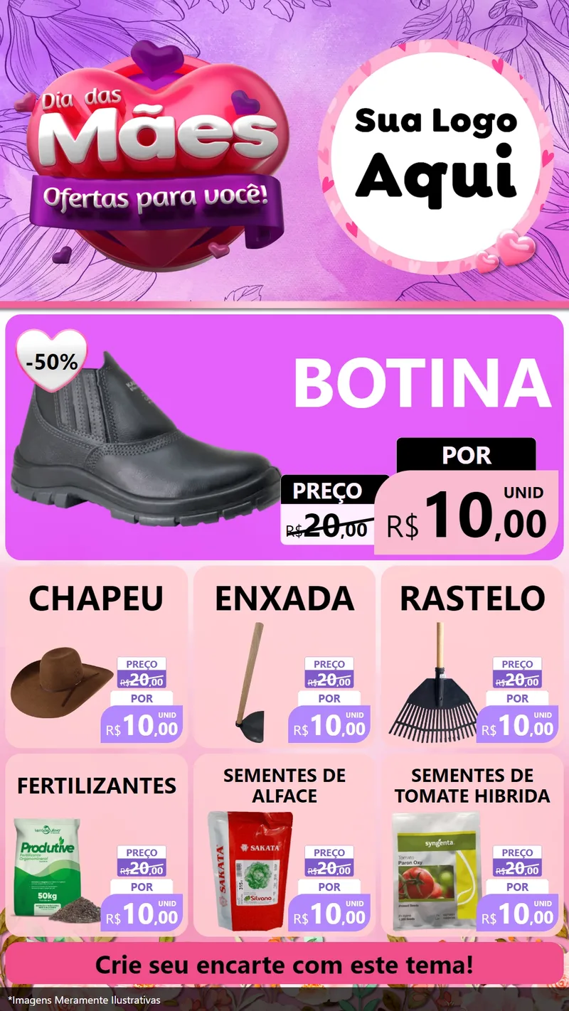 Modelo de Rede Social para Stories com o tema Dia das Mães Ofertas para Você! para Agropecuária