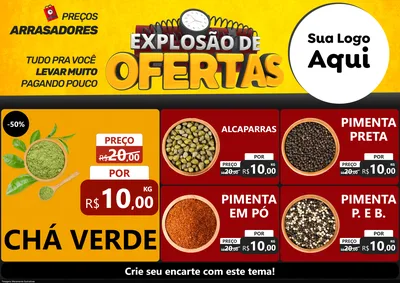 Modelo de Encarte para Encarte A4 Horizontal com o tema Explosão de Ofertas para Produtos Naturais