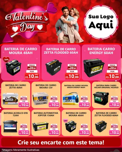 Modelo de Rede Social para Feed Instagram com o tema Valentine's Day para Baterias Elétricas