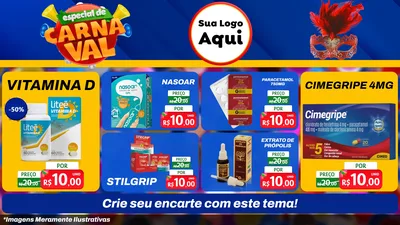 Modelo de TV para TV Horizontal com o tema Especial de Carnaval para Farmácia