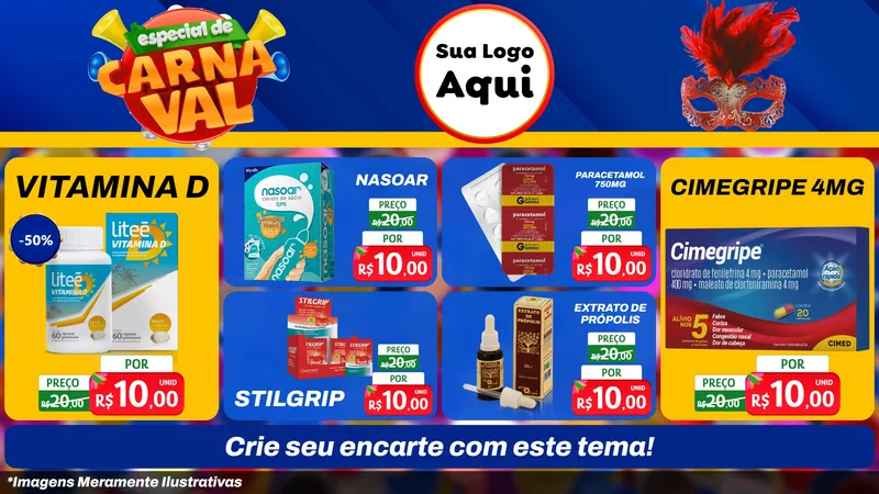 Modelo de TV para TV Horizontal com o tema Especial de Carnaval para Farmácia
