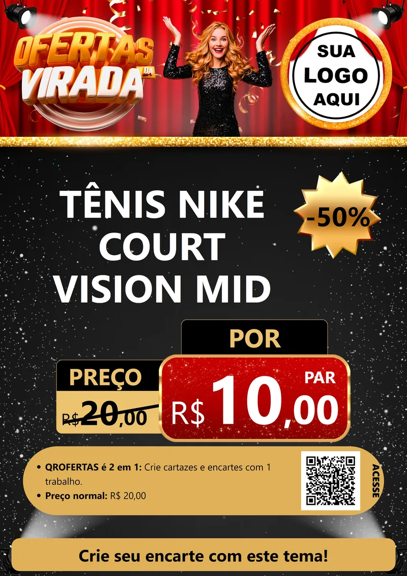 Modelo de Cartaz para Cartaz A4 Vertical com o tema Ofertas da Virada para Calçados
