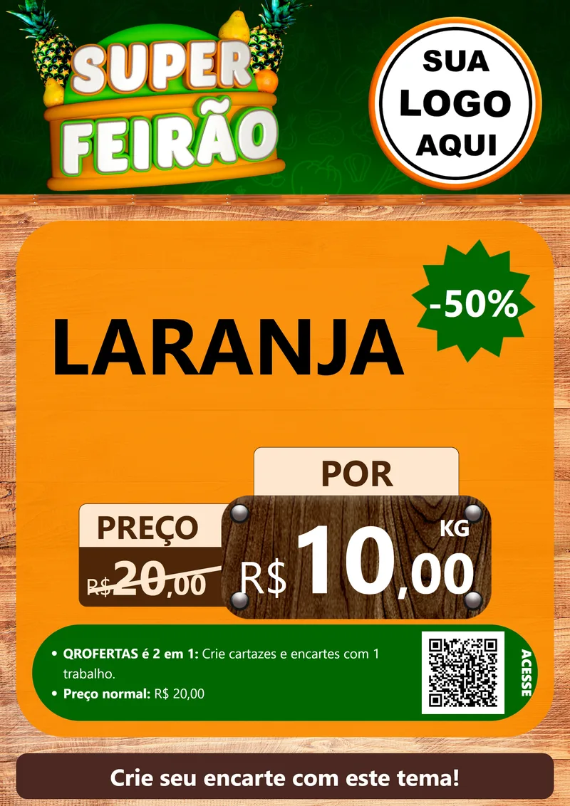 Modelo de Cartaz para Cartaz A4 Vertical com o tema Super Feirão para Hortifrúti