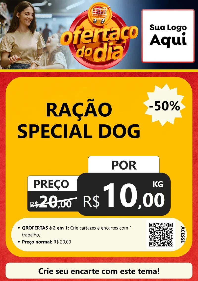 Modelo de Cartaz para Cartaz A4 Vertical com o tema Ofertaço Do Dia para Pet Shop