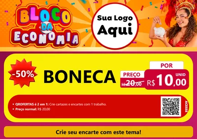 Modelo de Cartaz para Cartaz A4 Horizontal com o tema Bloco da Economia para Brinquedos