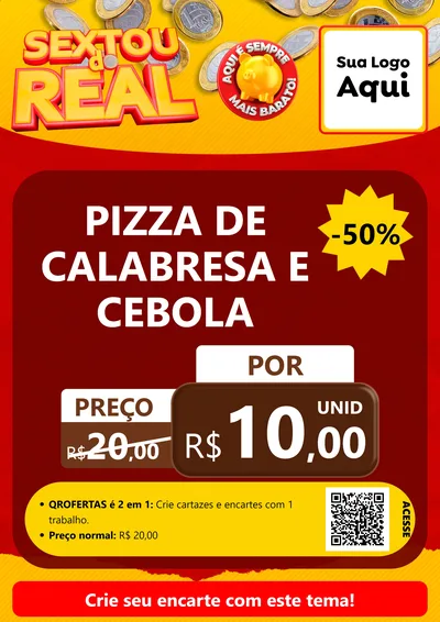 Modelo de Cartaz para Cartaz A4 Vertical com o tema Sextou do Real para Pizzaria