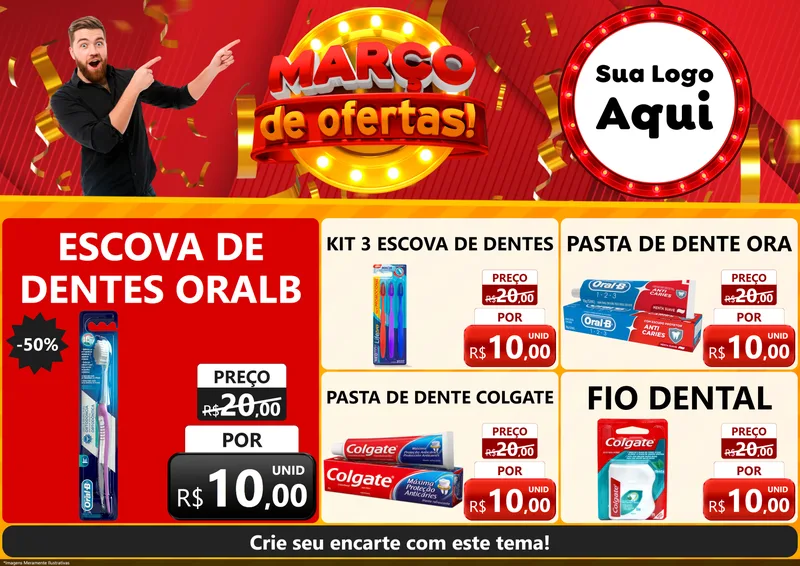 Modelo de Encarte para Encarte A4 Horizontal com o tema Março de Ofertas! para Higiene Pessoal