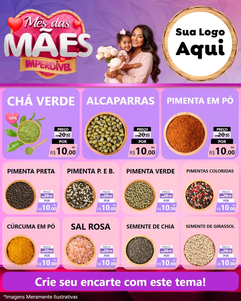 Modelo de Rede Social para Feed Instagram com o tema Mês das Mães Imperdível para Produtos Naturais