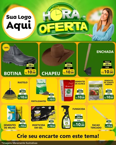Modelo de Rede Social para Feed Instagram com o tema Hora da Oferta para Agropecuária