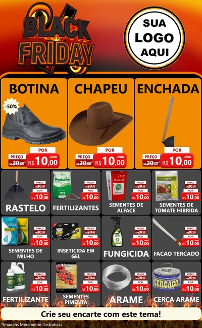 Modelo de Encarte para Encarte Grande com o tema Black Friday para Agropecuária