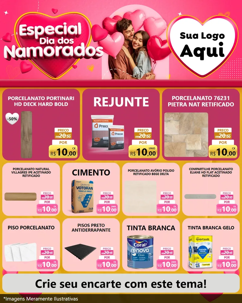 Modelo de Rede Social para Feed Instagram com o tema Especial Dia dos Namorados para Pisos e revestimentos
