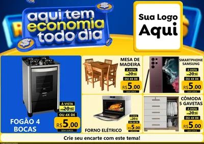 Modelo de Encarte para Encarte A4 Horizontal com o tema Aqui Tem Economia Todo Dia para Móveis e Eletro