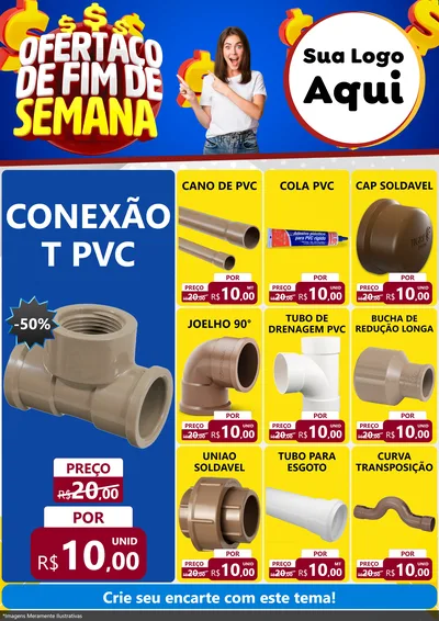 Modelo de Encarte para Encarte A4 Vertical com o tema Ofertaço de Fim de Semana para Tubos e conexões