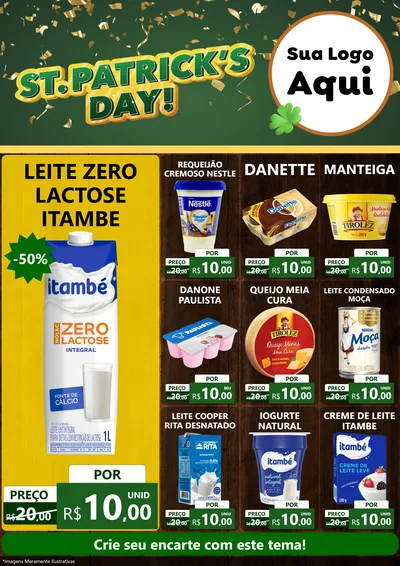 Modelo de Encarte para Encarte A4 Vertical com o tema St Patriks Day para Frios e Laticínios