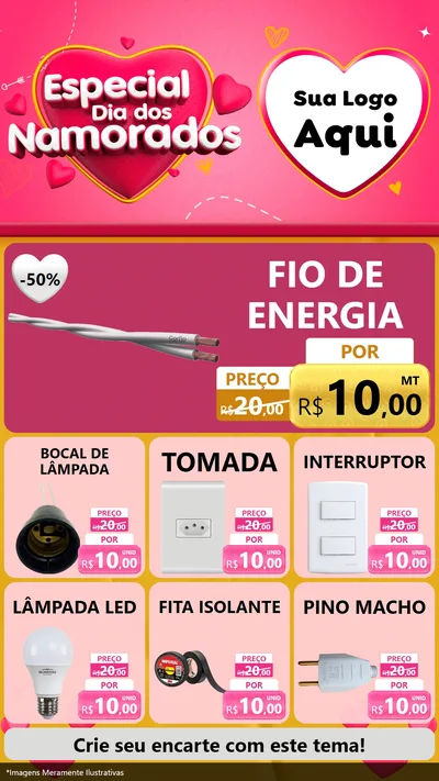 Modelo de Rede Social para Stories com o tema Especial Dia dos Namorados para Materiais Elétricos