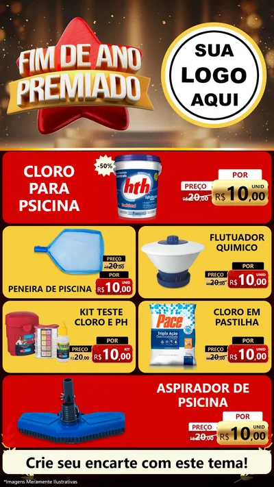 Modelo de TV para TV Vertical com o tema Fim de Ano Premiado para Produtos para Piscina
