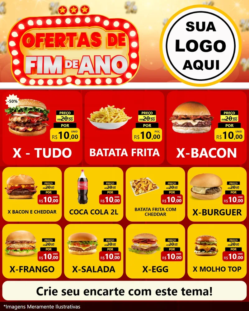 Modelo de Rede Social para Feed Instagram com o tema Ofertas de Fim de Ano para Hamburgueria