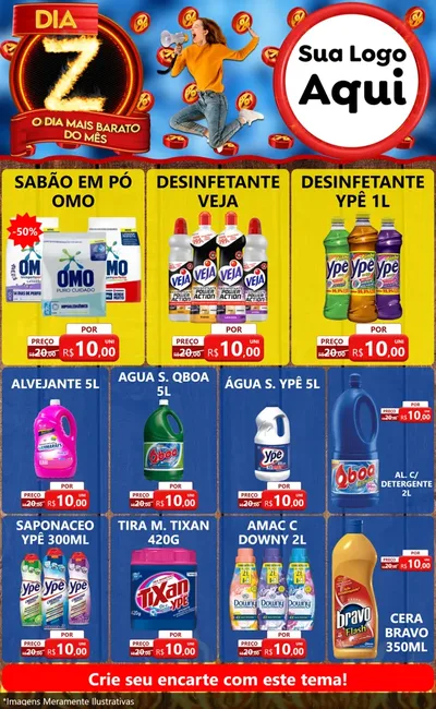 Modelo de Encarte para Encarte Grande com o tema Dia Z - O Dia Mais Barato Do Mês para Produtos de Limpeza