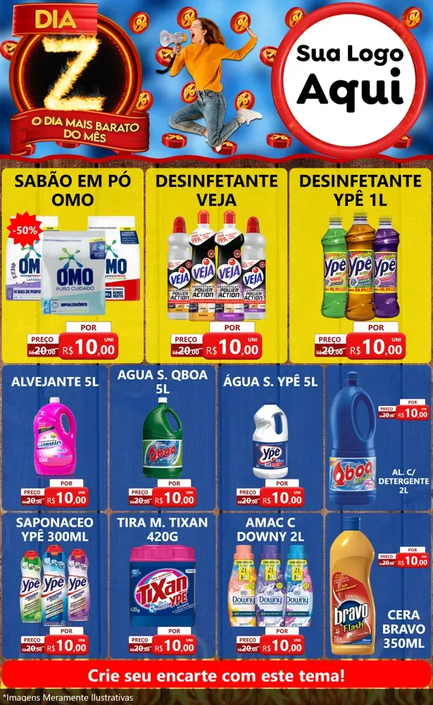 Modelo de Encarte para Encarte Grande com o tema Dia Z - O Dia Mais Barato Do Mês para Produtos de Limpeza
