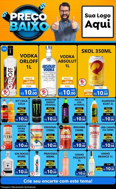 Modelo de Encarte para Encarte Grande com o tema Preço Baixo para Distribuidora de bebidas